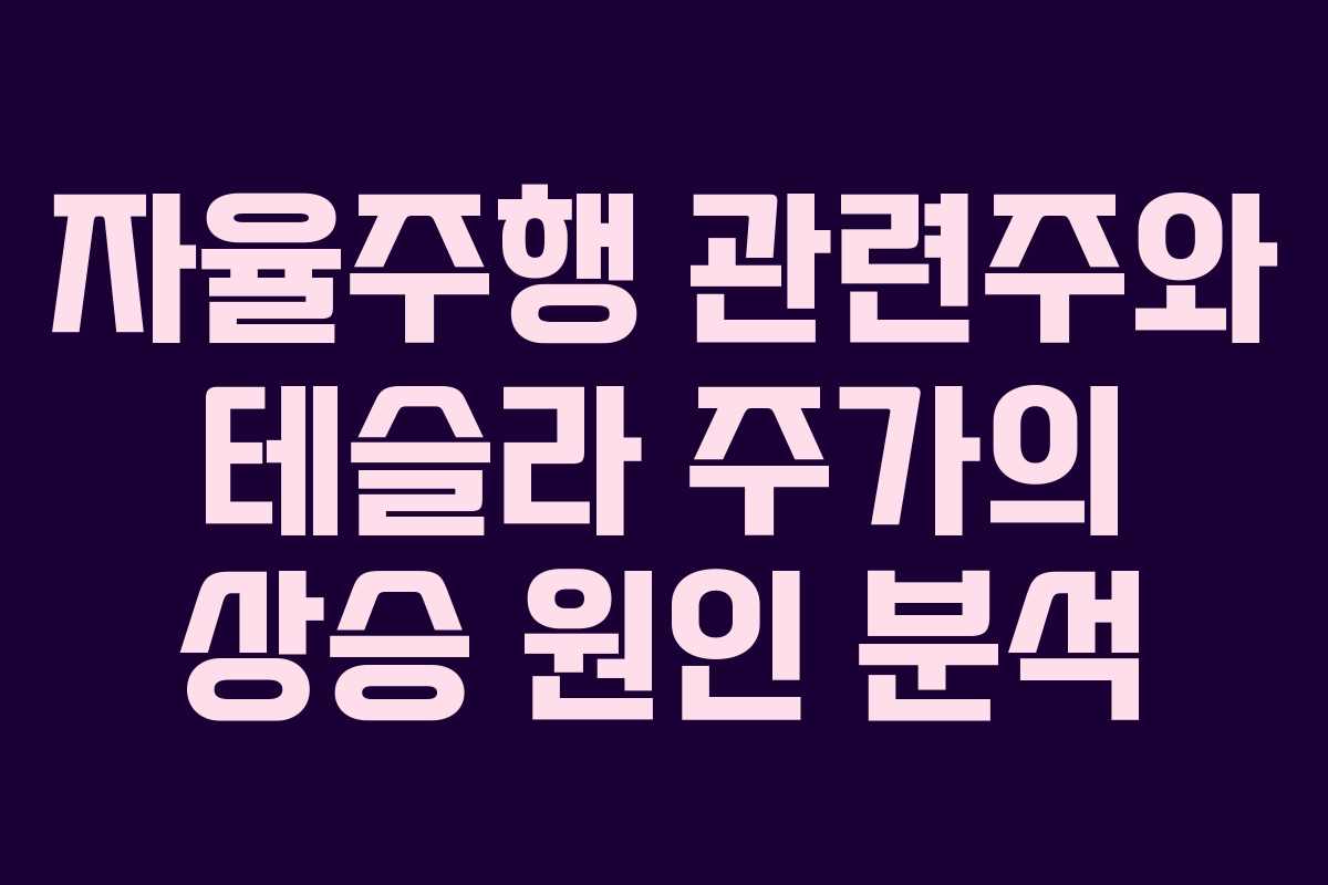 자율주행 관련주와 테슬라 주가의 상승 원인 분석