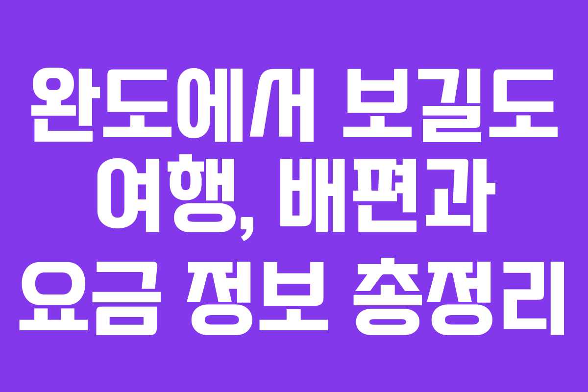 완도에서 보길도 여행, 배편과 요금 정보 총정리