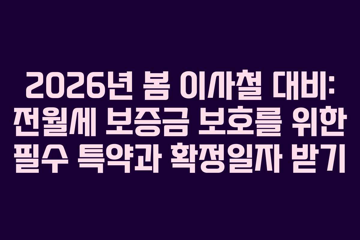 2026년 봄 이사철 대비: 전월세 보증금 보호를 위한 필수 특약과 확정일자 받기 2026년 봄 이사철 대비: 전월세 보증금 보호를 위한 필수 특약과 확정일자 받기
