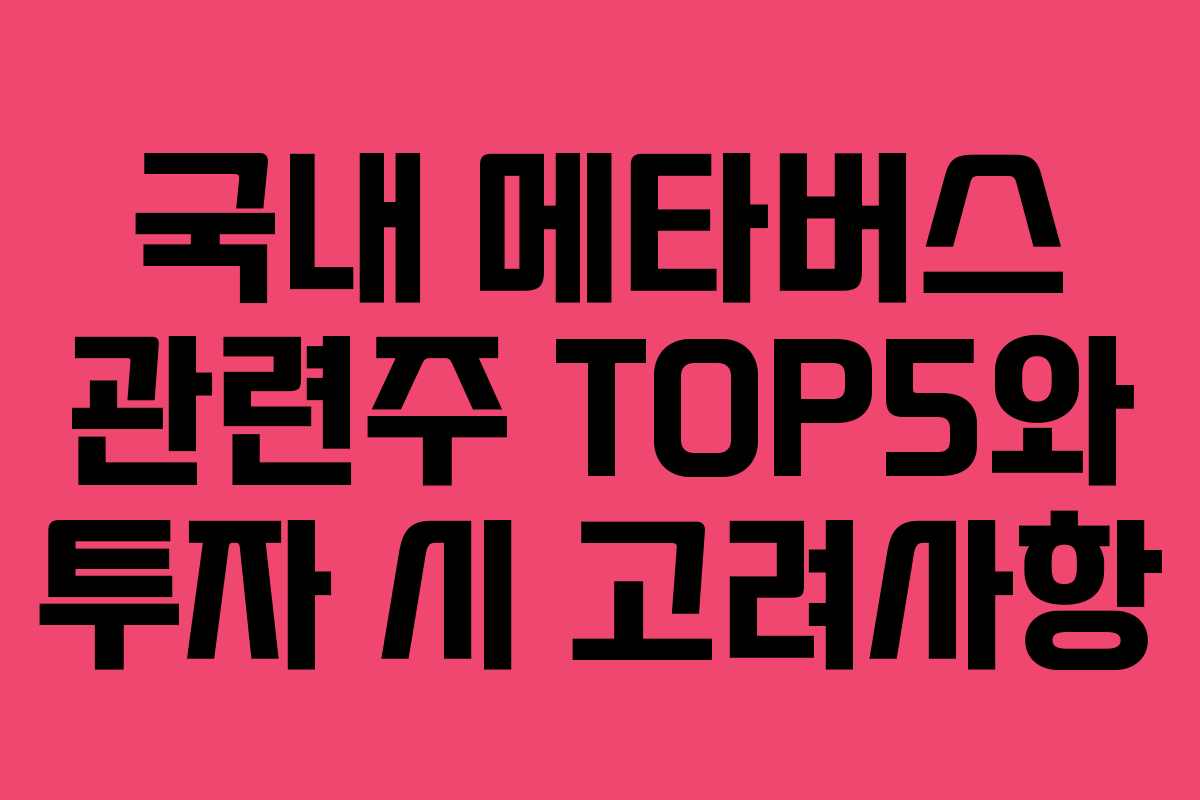 국내 메타버스 관련주 TOP5와 투자 시 고려사항