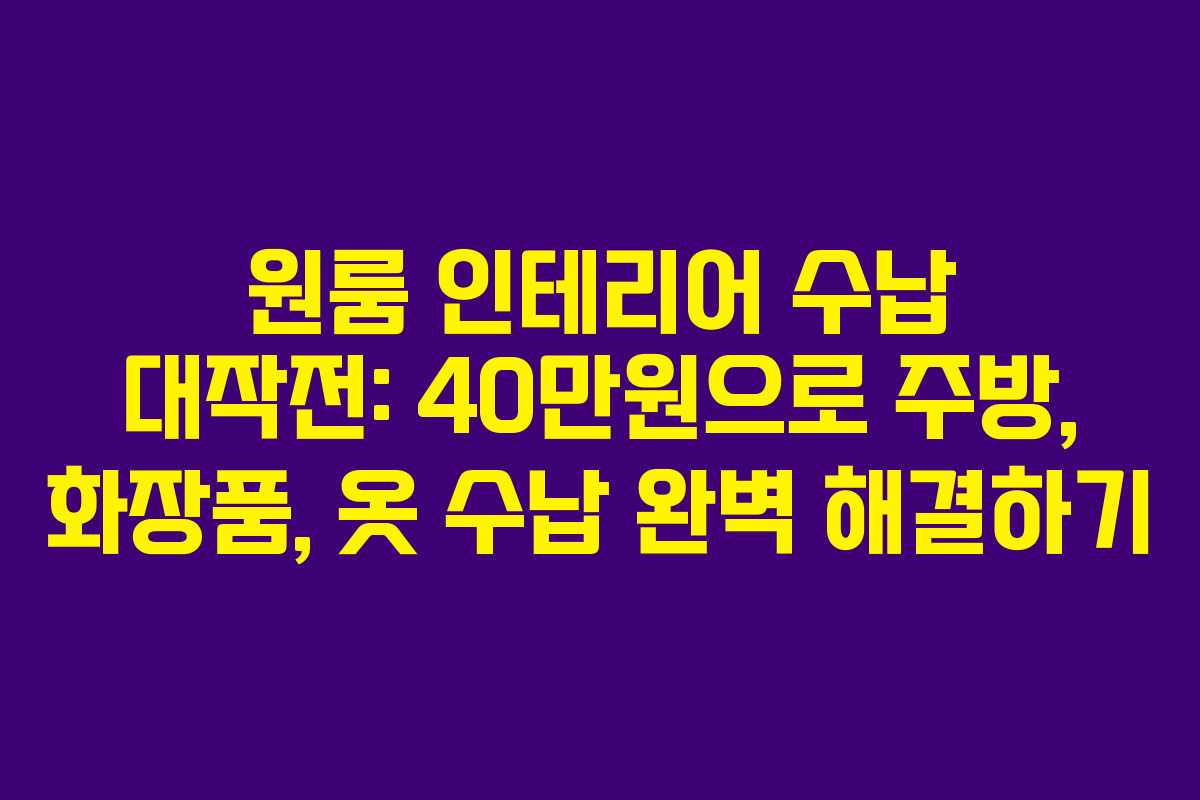 원룸 인테리어 수납 대작전: 40만원으로 주방, 화장품, 옷 수납 완벽 해결하기 원룸 인테리어 수납 대작전: 40만원으로 주방, 화장품, 옷 수납 완벽 해결하기