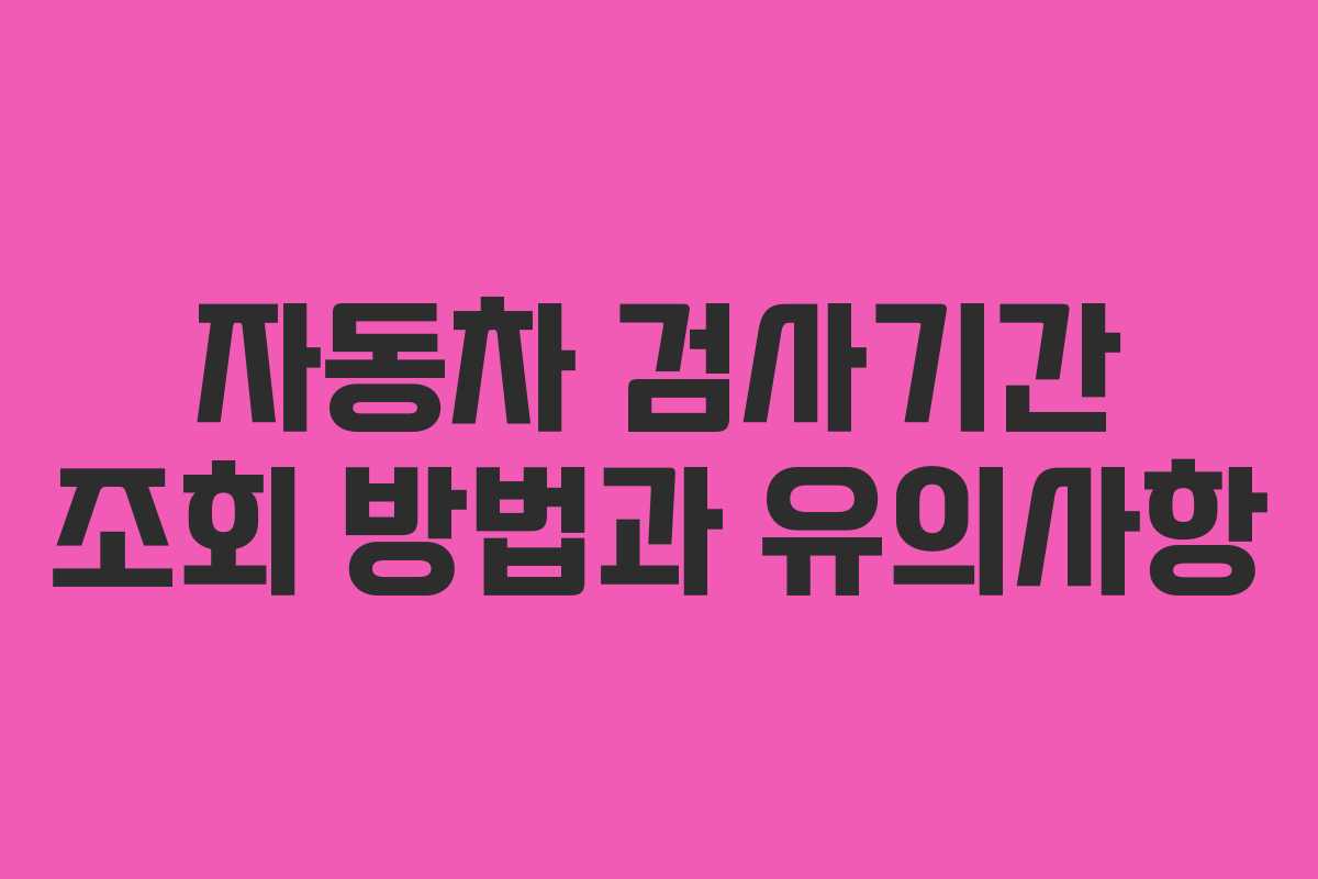 자동차 검사기간 조회 방법과 유의사항