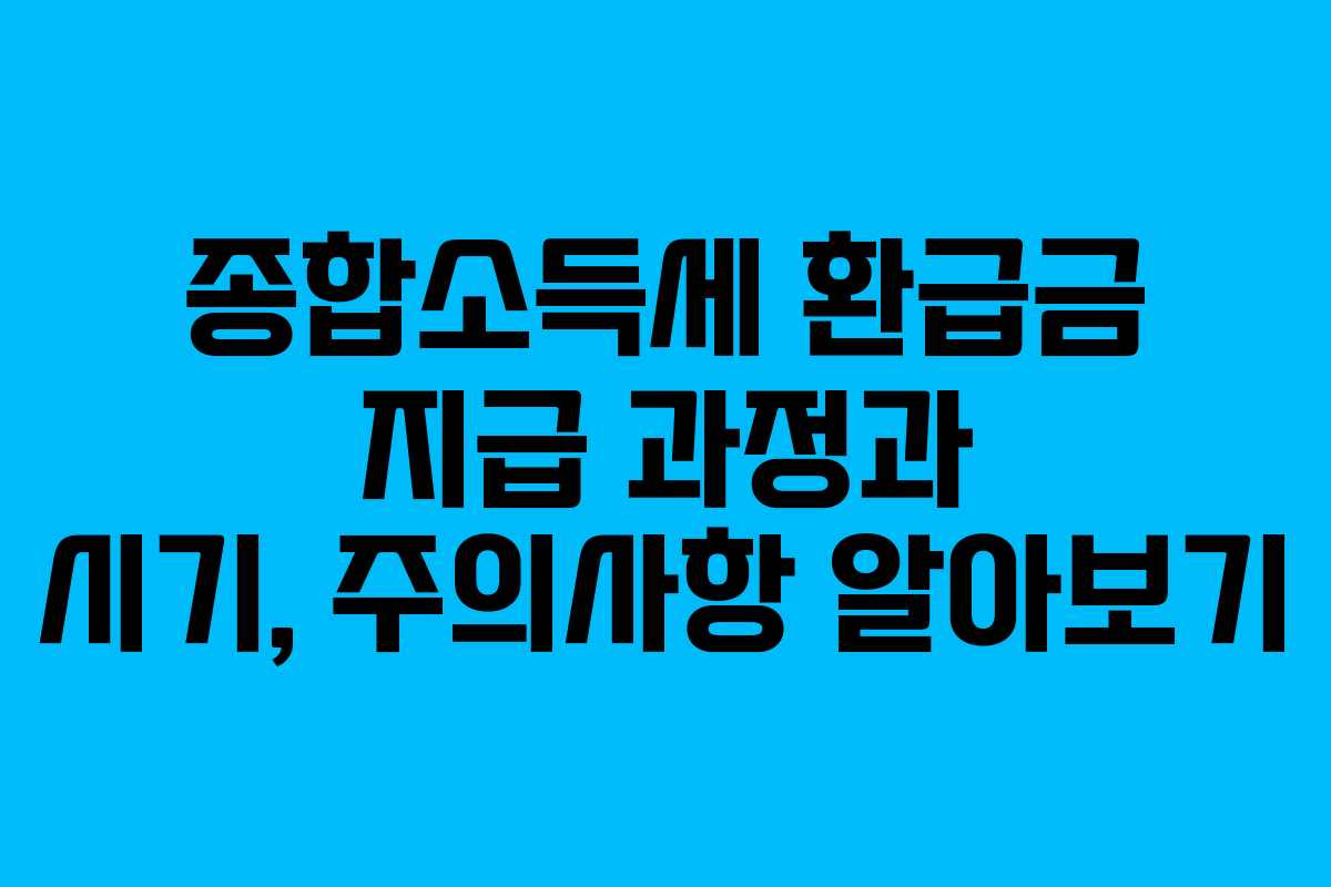 종합소득세 환급금 지급 과정과 시기, 주의사항 알아보기