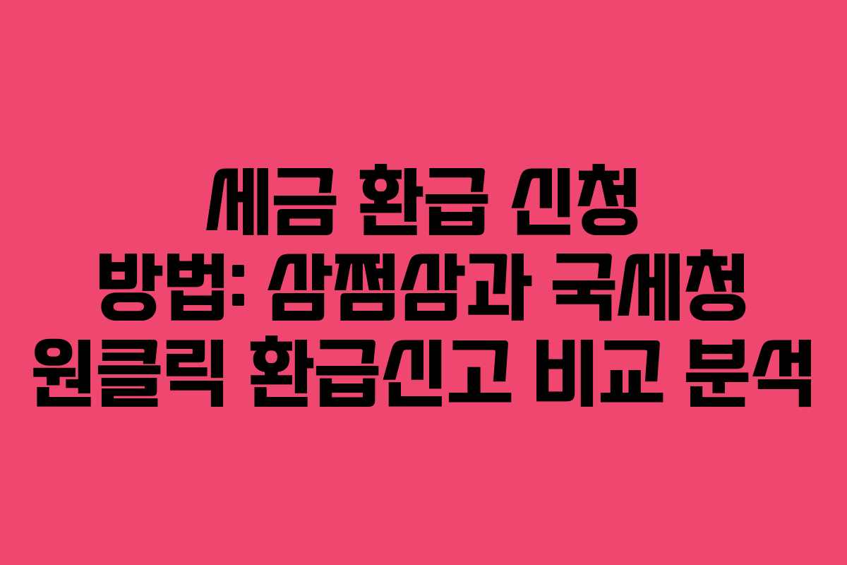 세금 환급 신청 방법: 삼쩜삼과 국세청 원클릭 환급신고 비교 분석