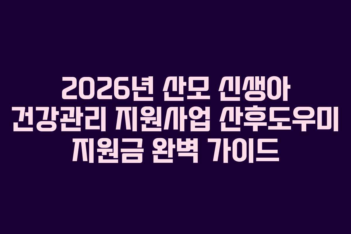 2026년 산모 신생아 건강관리 지원사업 산후도우미 지원금 완벽 가이드
