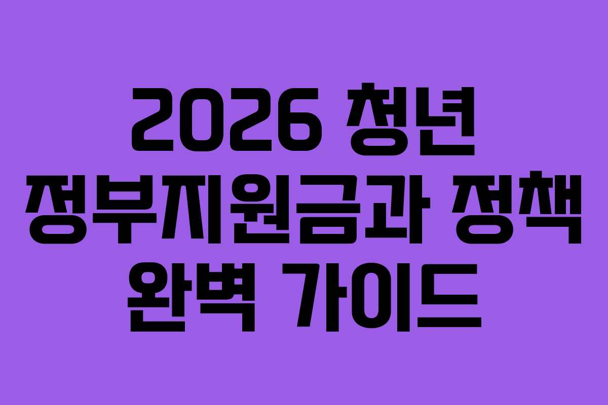 2026 청년 정부지원금과 정책 완벽 가이드