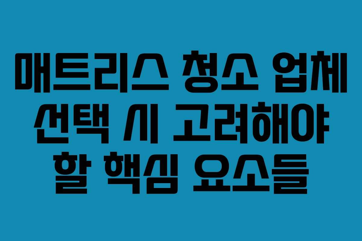 매트리스 청소 업체 선택 시 고려해야 할 핵심 요소들 매트리스 청소 업체 선택 시 고려해야 할 핵심 요소들
