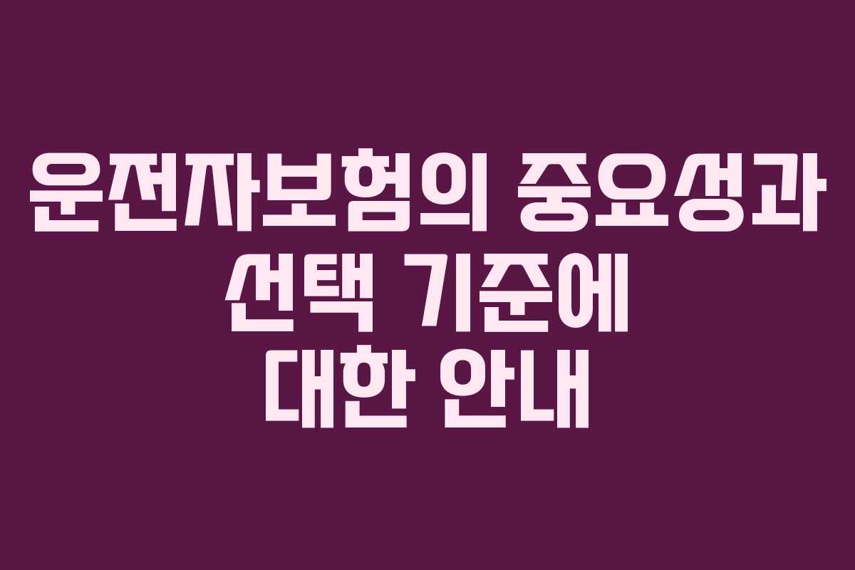 운전자보험의 중요성과 선택 기준에 대한 안내
