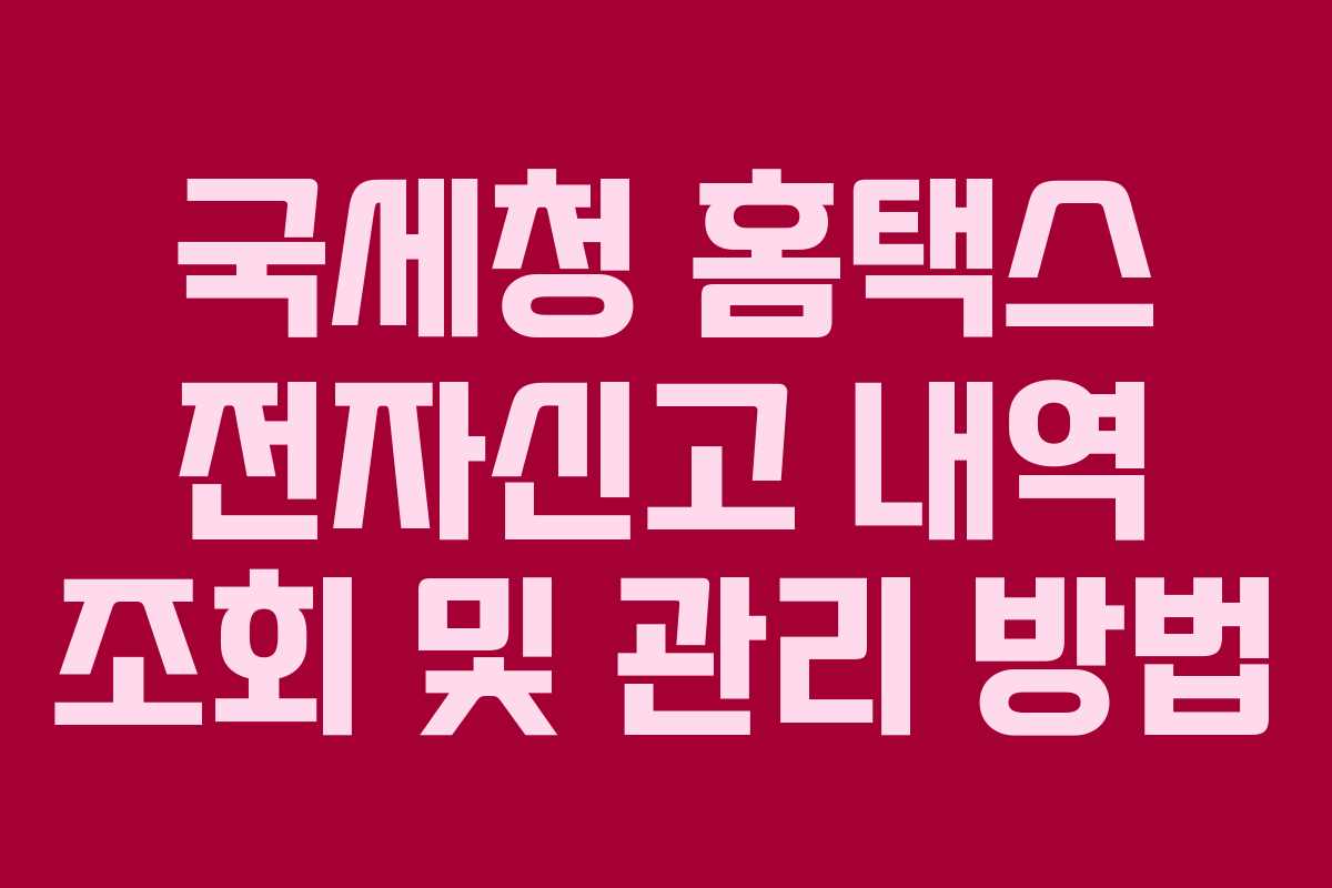 국세청 홈택스 전자신고 내역 조회 및 관리 방법