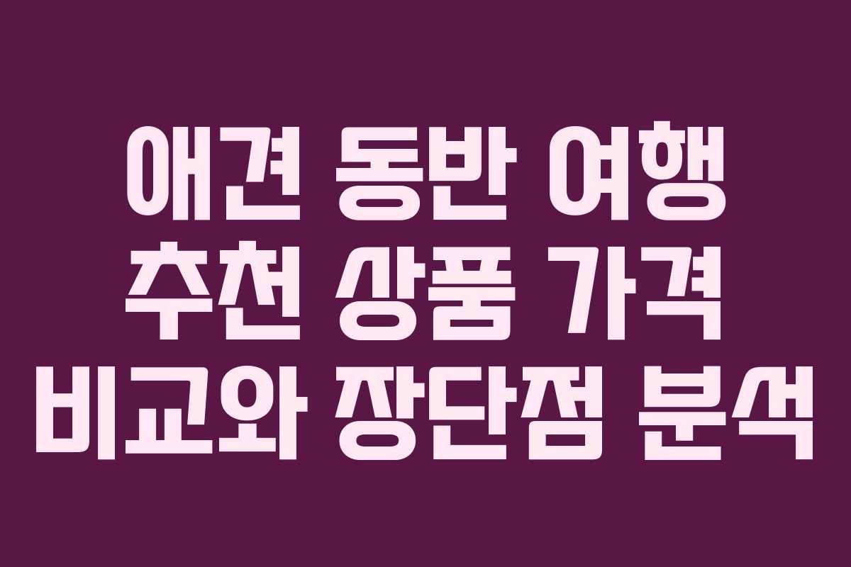 애견 동반 여행 추천 상품 가격 비교와 장단점 분석