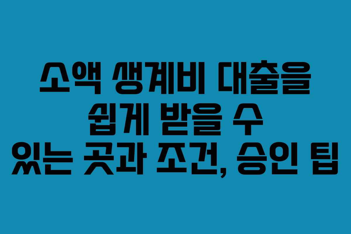 소액 생계비 대출을 쉽게 받을 수 있는 곳과 조건, 승인 팁