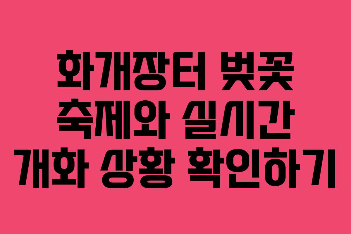 화개장터 벚꽃 축제와 실시간 개화 상황 확인하기