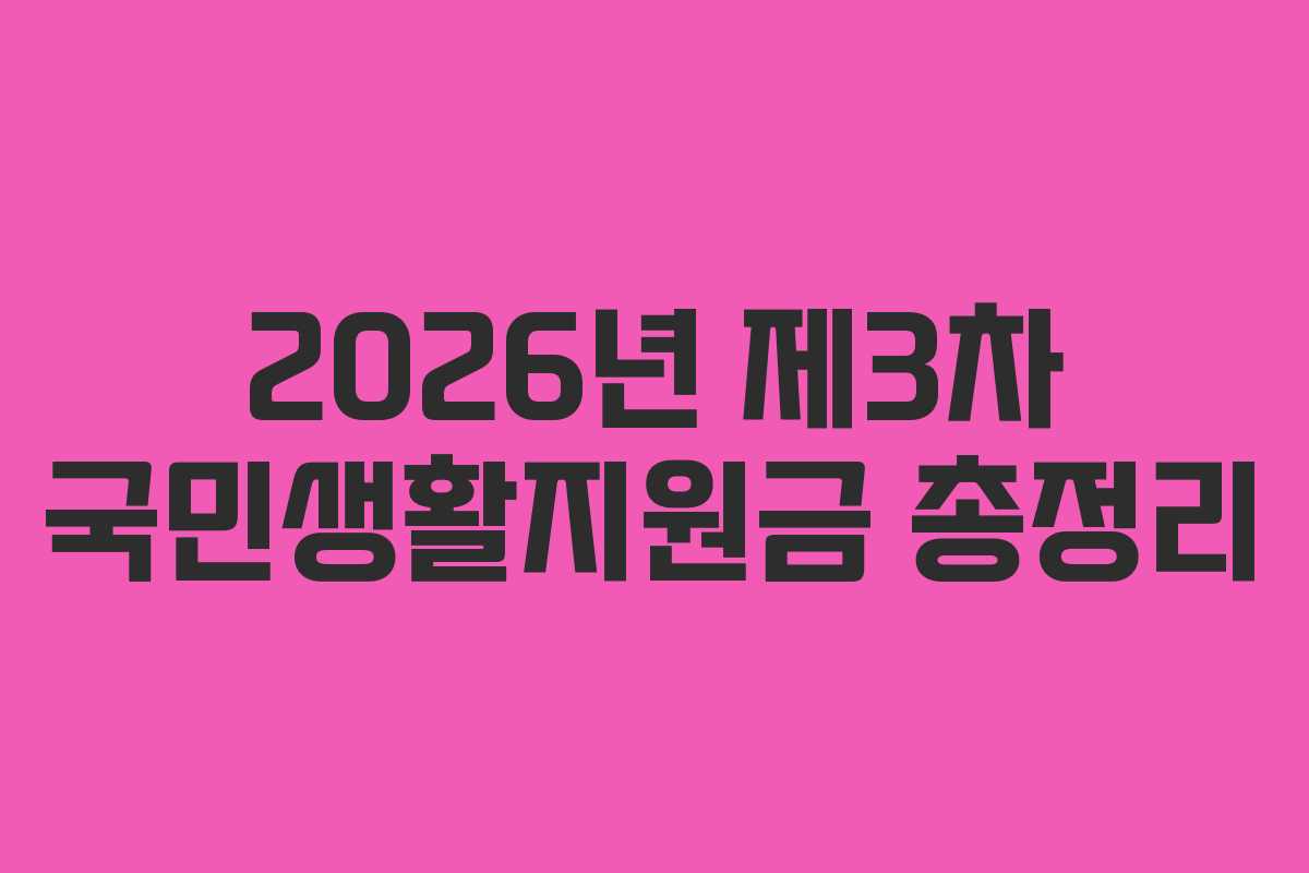 2026년 제3차 국민생활지원금 총정리