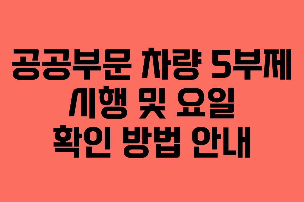 공공부문 차량 5부제 시행 및 요일 확인 방법 안내