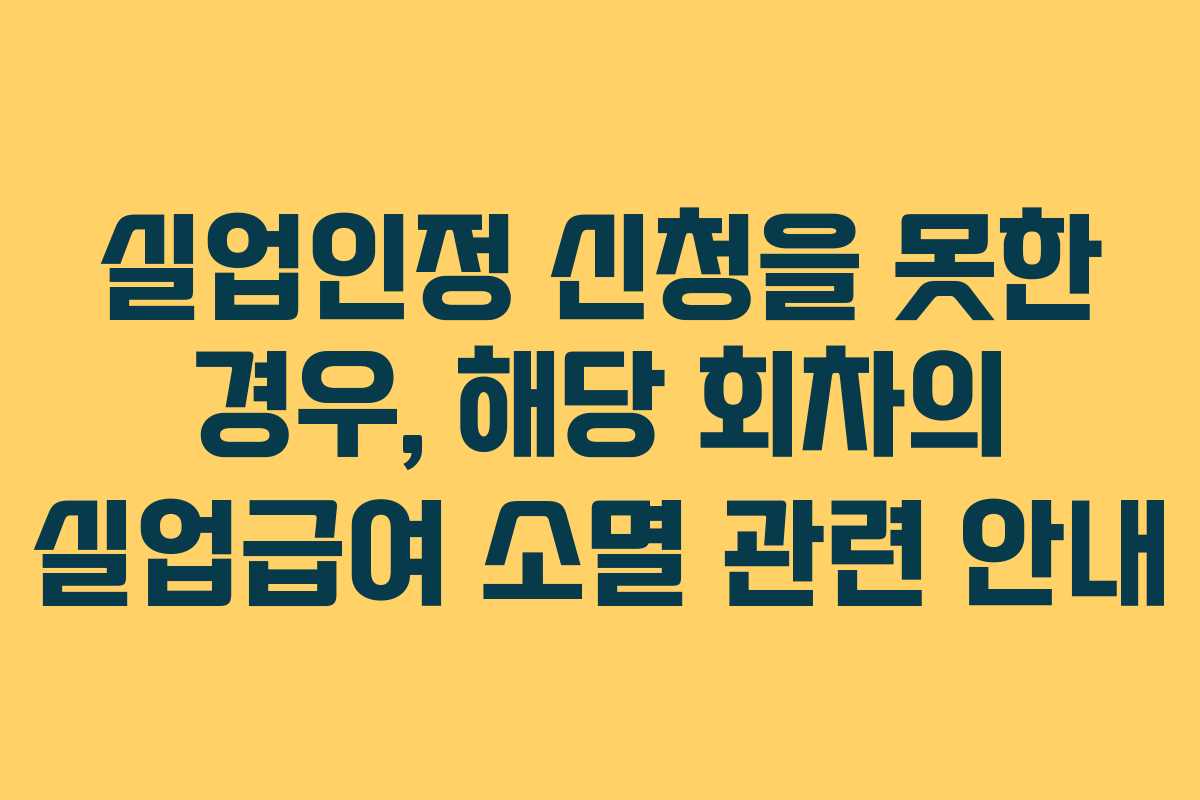 실업인정 신청을 못한 경우, 해당 회차의 실업급여 소멸 관련 안내
