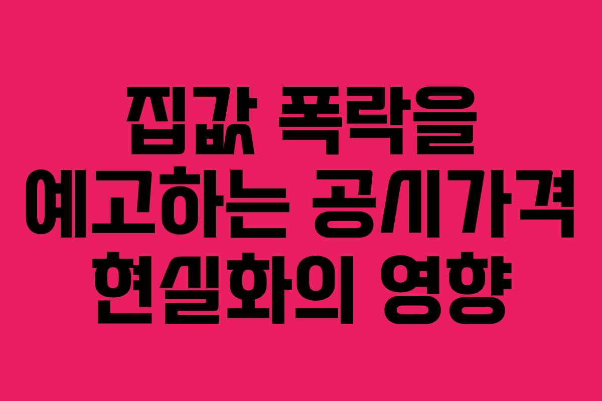 집값 폭락을 예고하는 공시가격 현실화의 영향 집값 폭락을 예고하는 공시가격 현실화의 영향