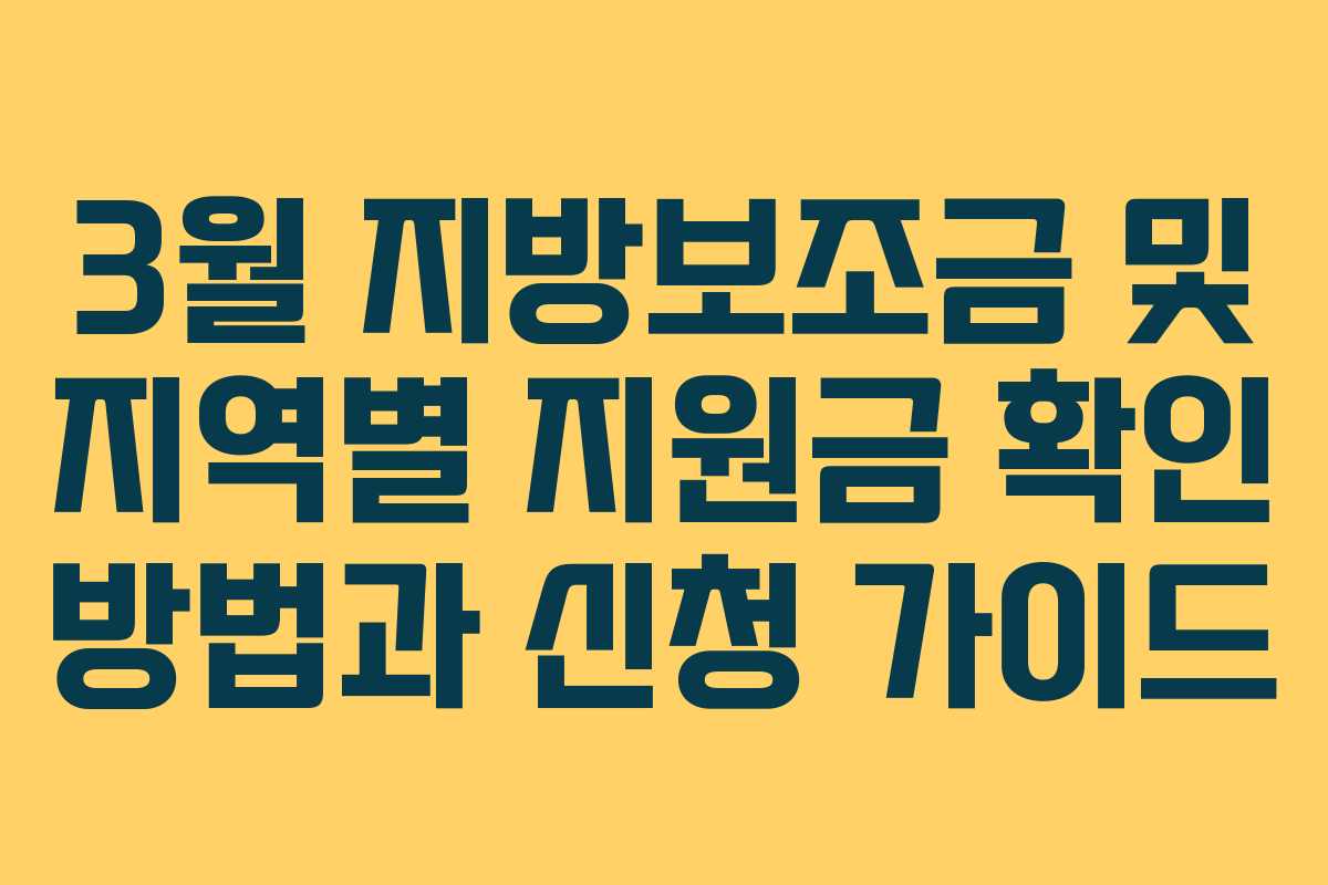 3월 지방보조금 및 지역별 지원금 확인 방법과 신청 가이드 3월 지방보조금 및 지역별 지원금 확인 방법과 신청 가이드