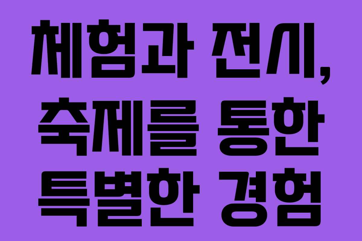 체험과 전시, 축제를 통한 특별한 경험 체험과 전시, 축제를 통한 특별한 경험