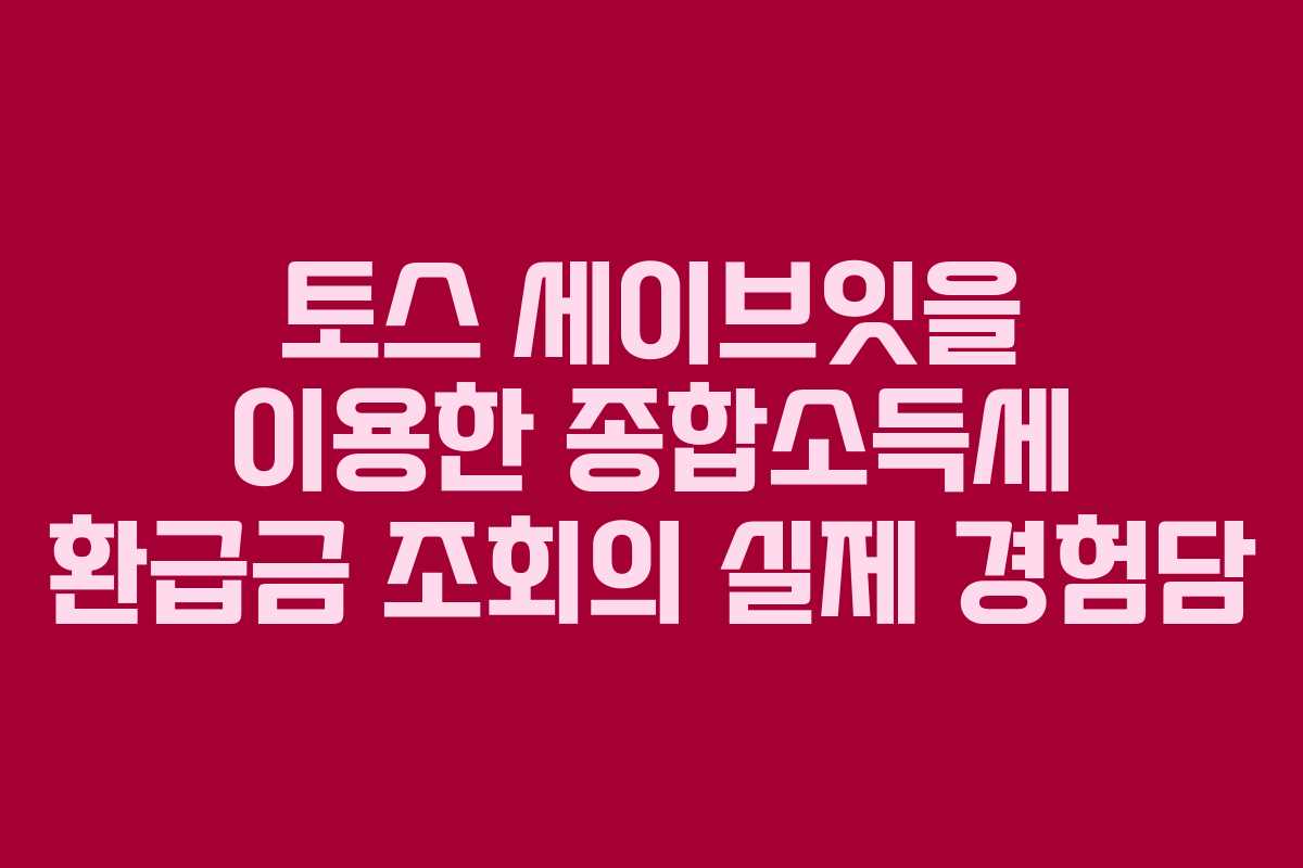 토스 세이브잇을 이용한 종합소득세 환급금 조회의 실제 경험담