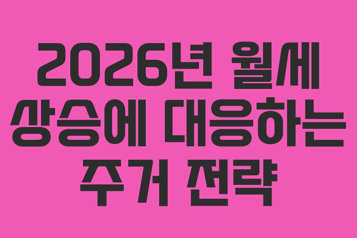 2026년 월세 상승에 대응하는 주거 전략