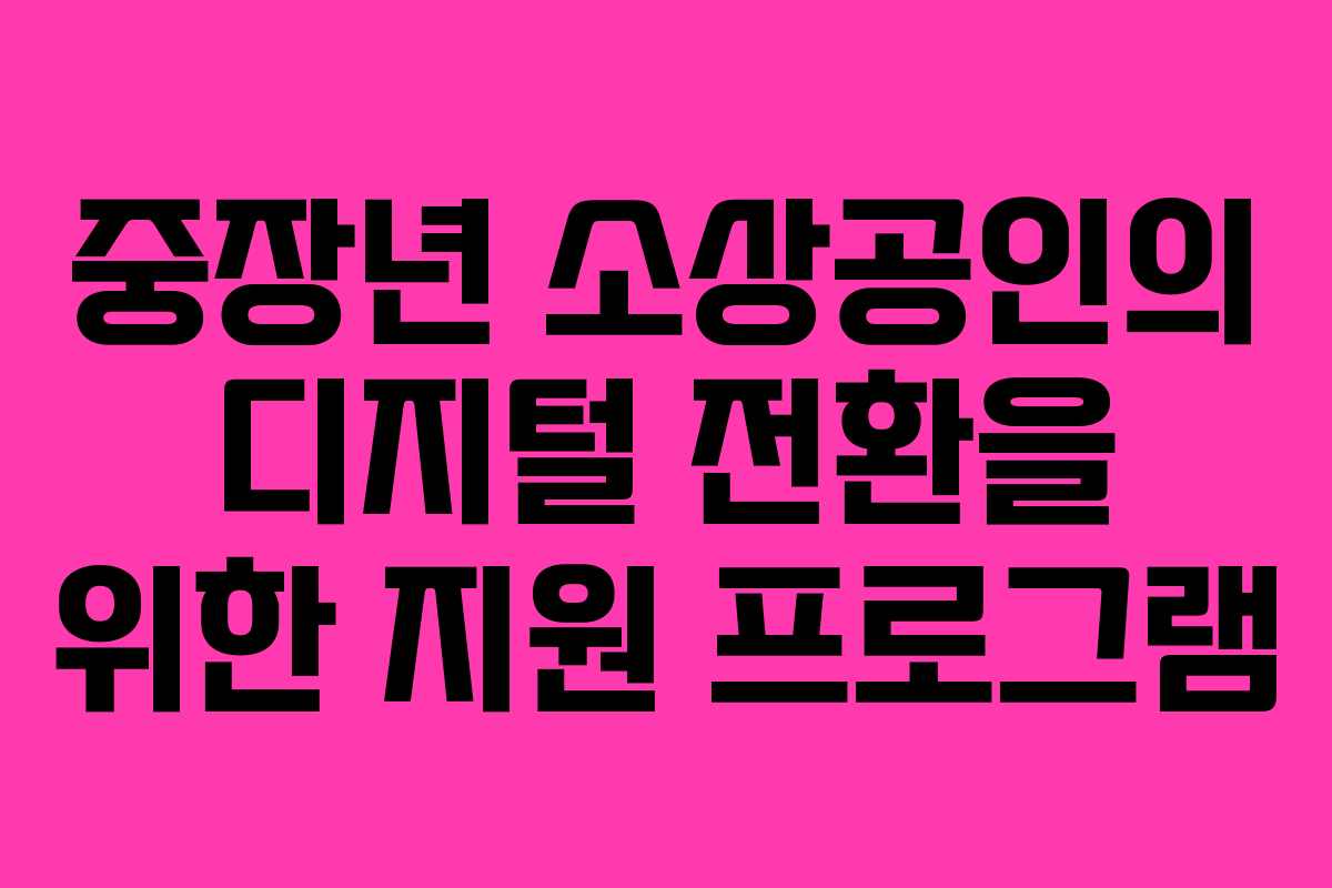 중장년 소상공인의 디지털 전환을 위한 지원 프로그램 중장년 소상공인의 디지털 전환을 위한 지원 프로그램