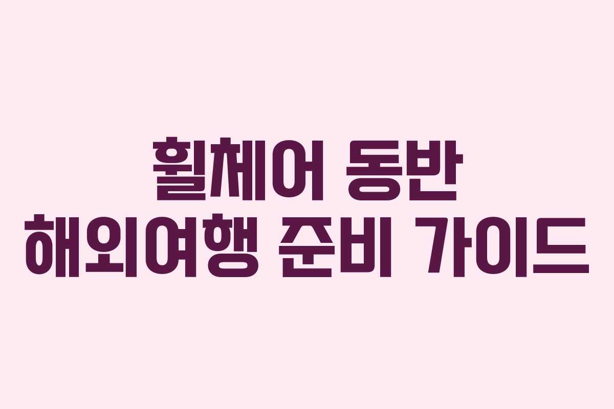 휠체어 동반 해외여행 준비 가이드
