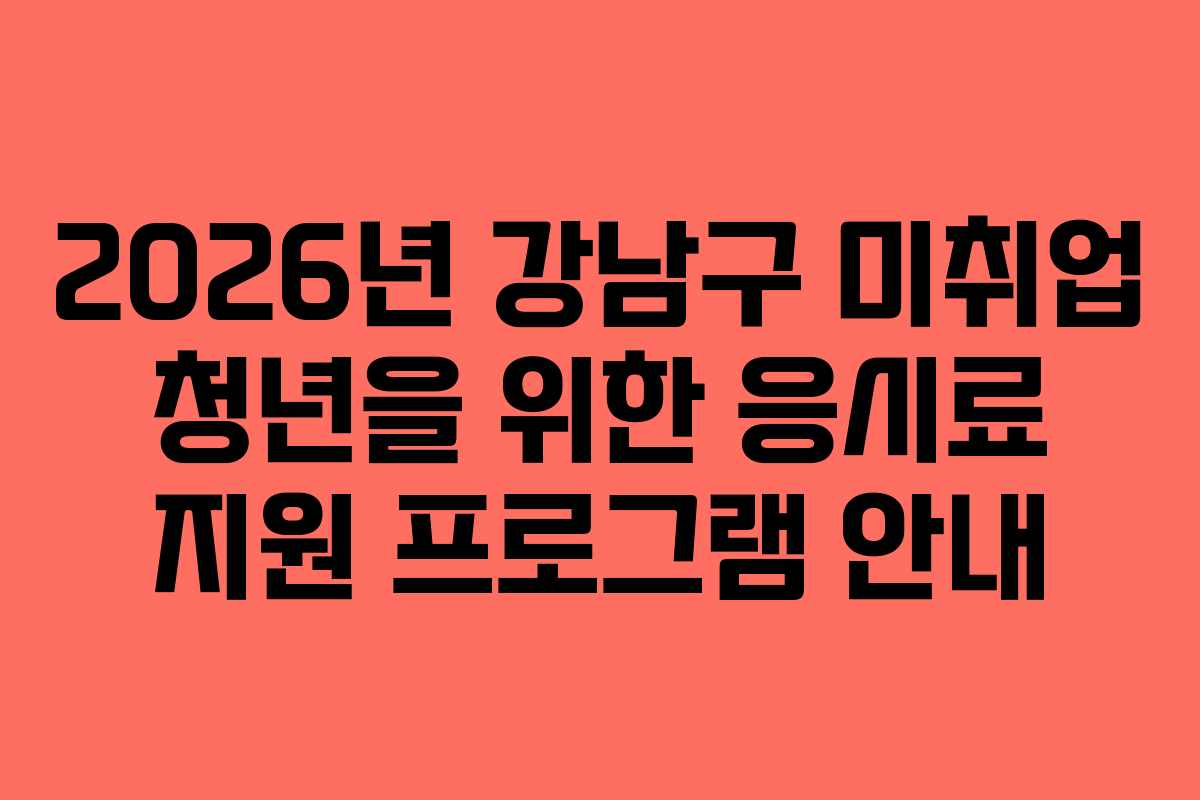 2026년 강남구 미취업 청년을 위한 응시료 지원 프로그램 안내