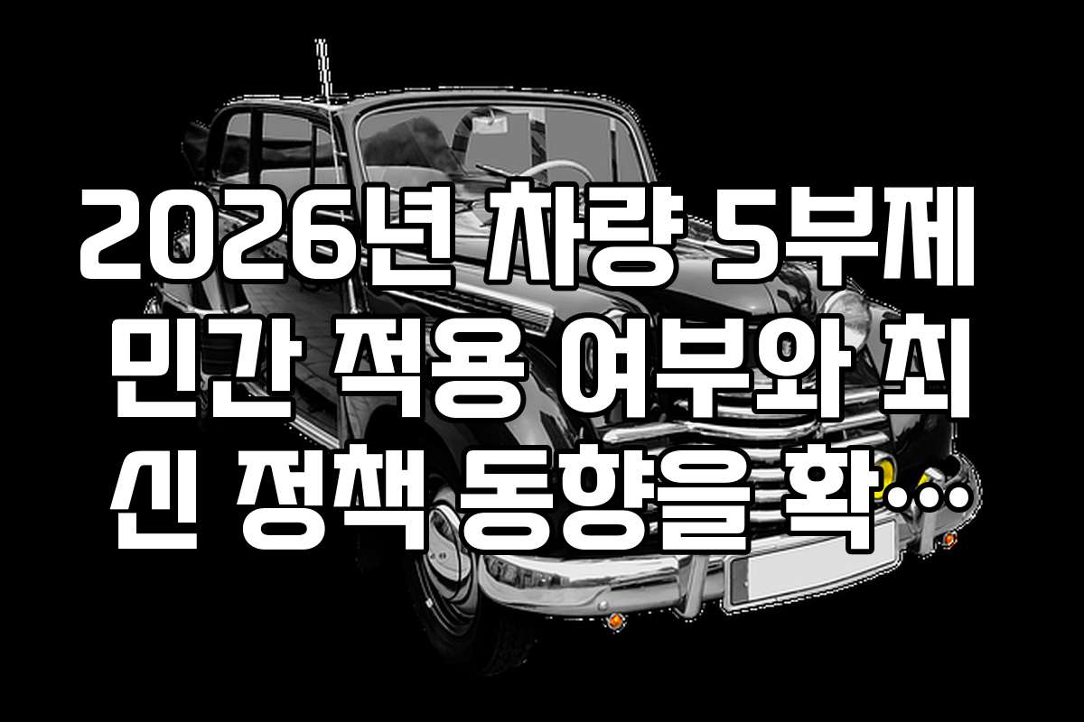 2026년 차량 5부제 민간 적용 여부와 최신 정책 동향을 확인하세요
