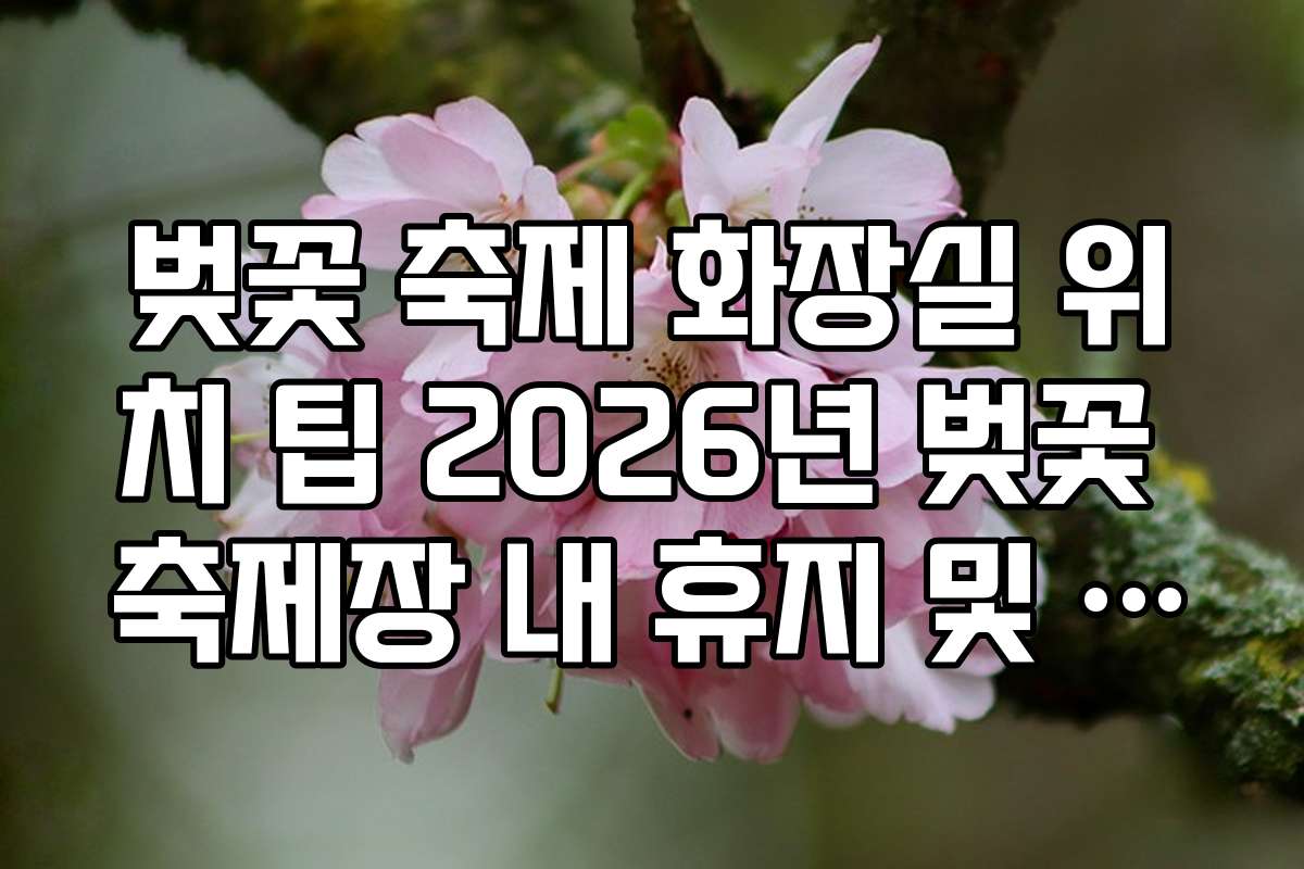 벚꽃 축제 화장실 위치 팁 2026년 벚꽃 축제장 내 휴지 및 비누 구비 현황
