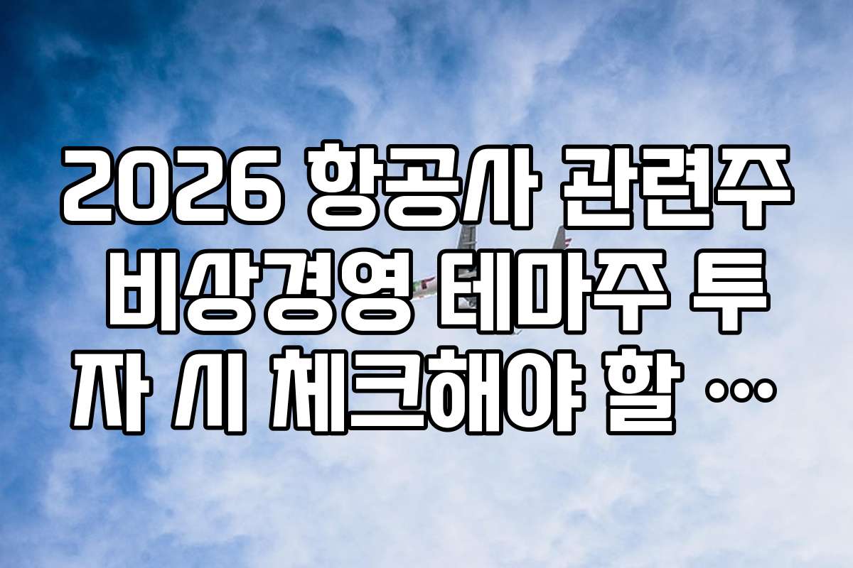 2026 항공사 관련주 비상경영 테마주 투자 시 체크해야 할 필수 체크리스트