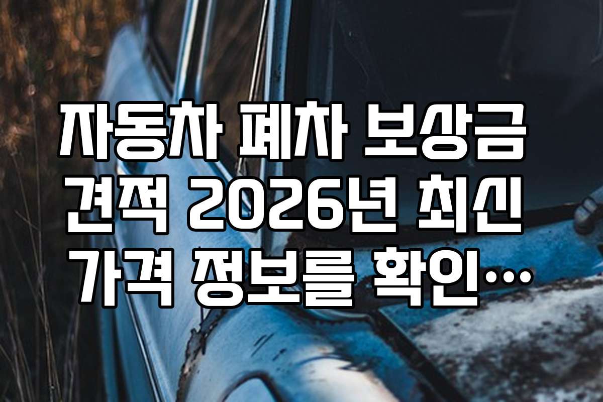 자동차 폐차 보상금 견적 2026년 최신 가격 정보를 확인하는 방법