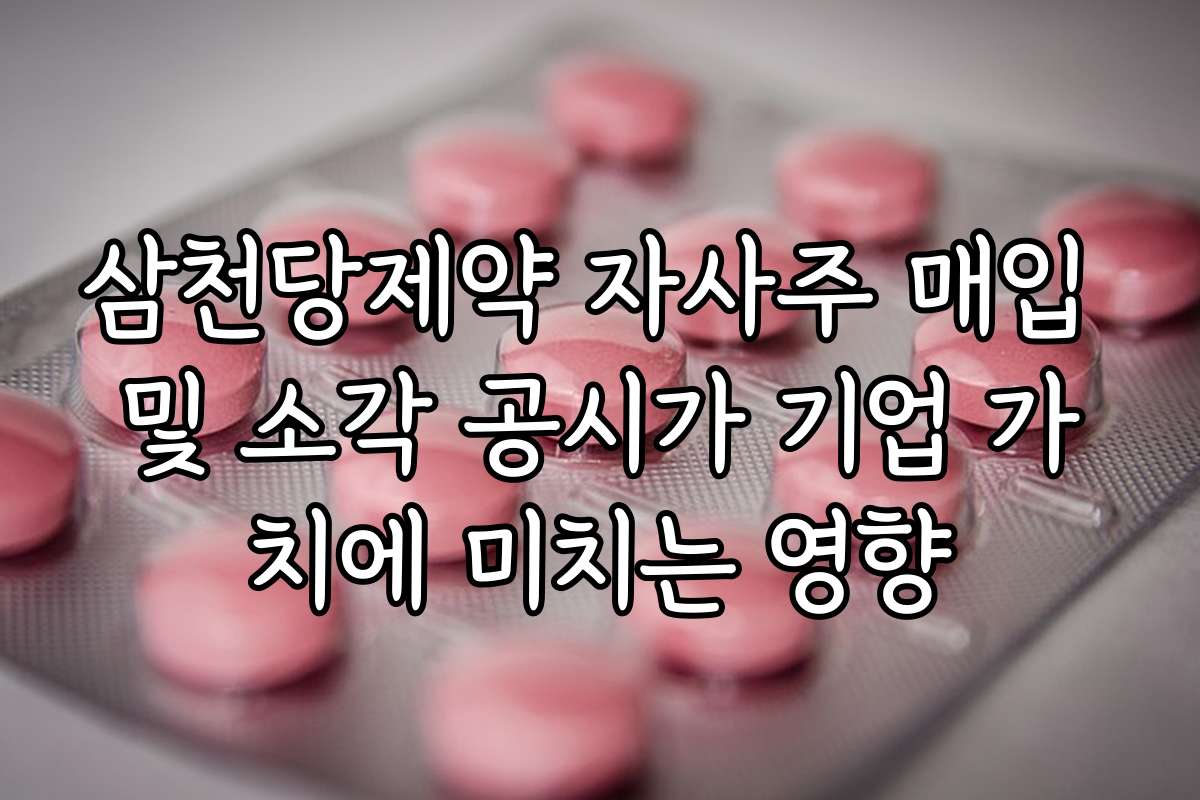 삼천당제약 자사주 매입 및 소각 공시가 기업 가치에 미치는 영향 삼천당제약 자사주 매입 및 소각 공시가 기업 가치에 미치는 영향