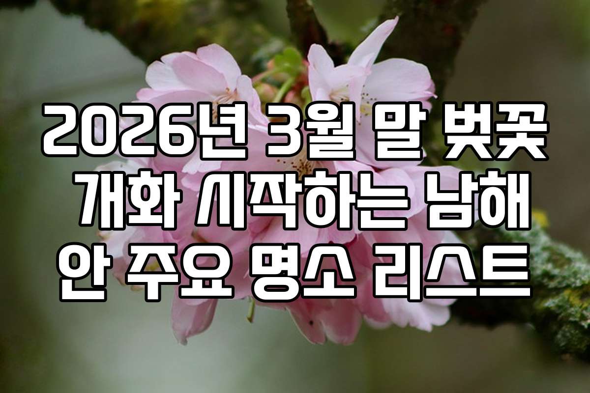 2026년 3월 말 벚꽃 개화 시작하는 남해안 주요 명소 리스트