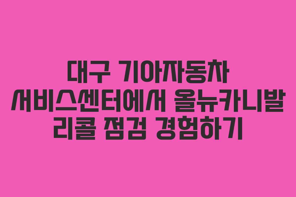 대구 기아자동차 서비스센터에서 올뉴카니발 리콜 점검 경험하기