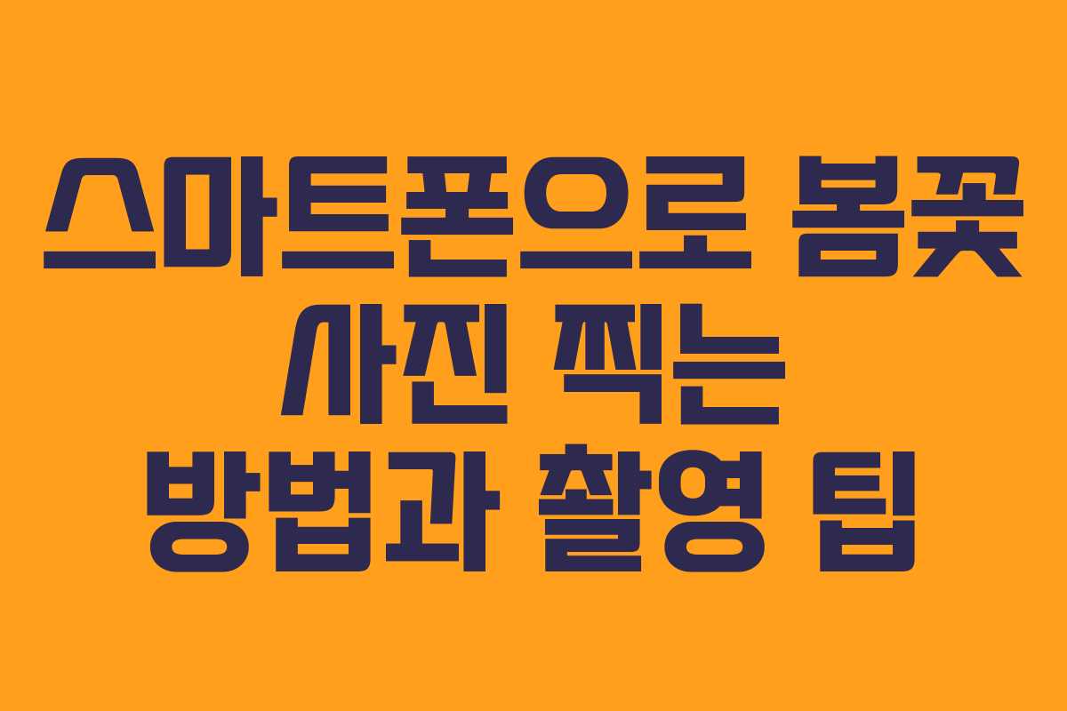 스마트폰으로 봄꽃 사진 찍는 방법과 촬영 팁