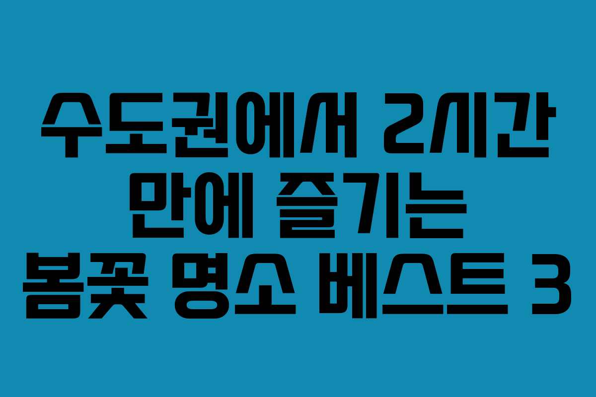수도권에서 2시간 만에 즐기는 봄꽃 명소 베스트 3