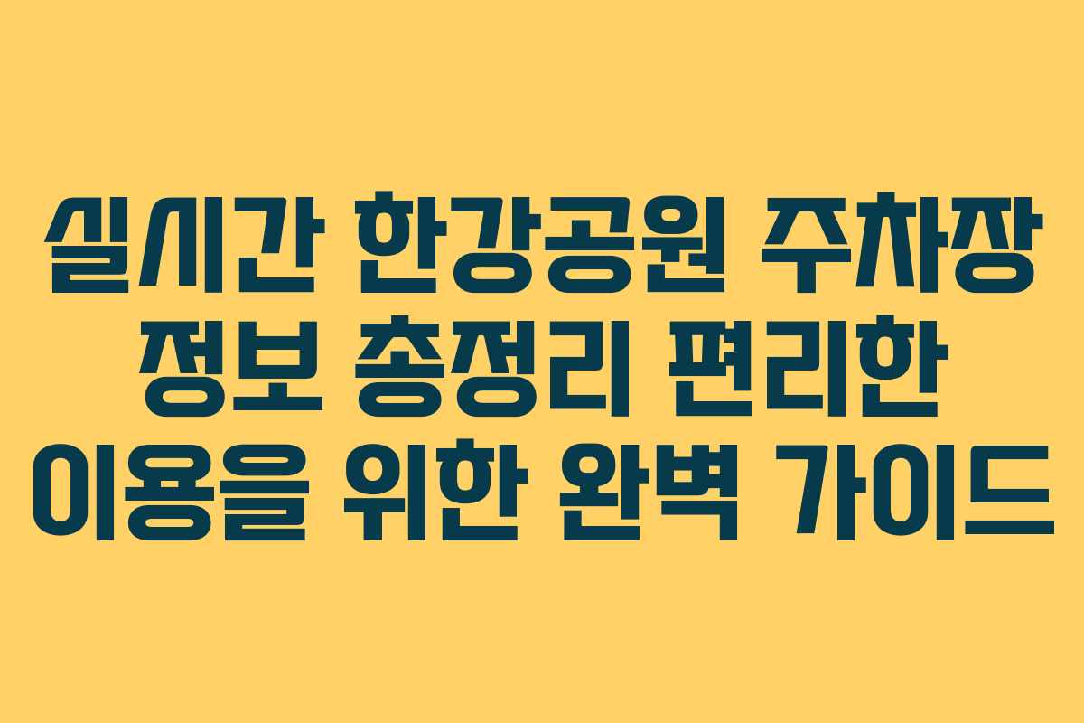 실시간 한강공원 주차장 정보 총정리 편리한 이용을 위한 완벽 가이드