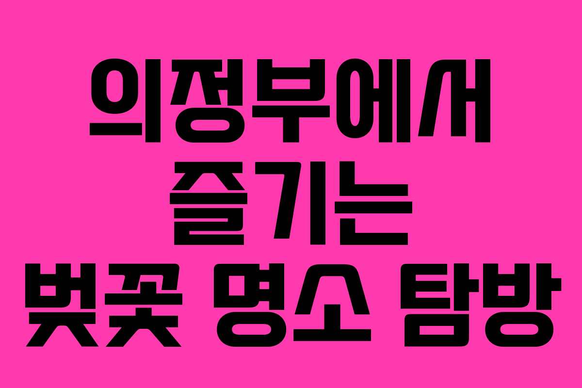 의정부에서 즐기는 벚꽃 명소 탐방
