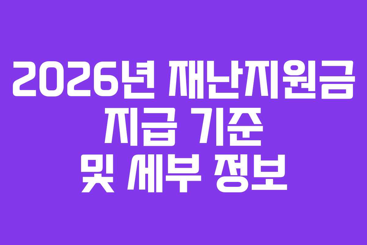 2026년 재난지원금 지급 기준 및 세부 정보