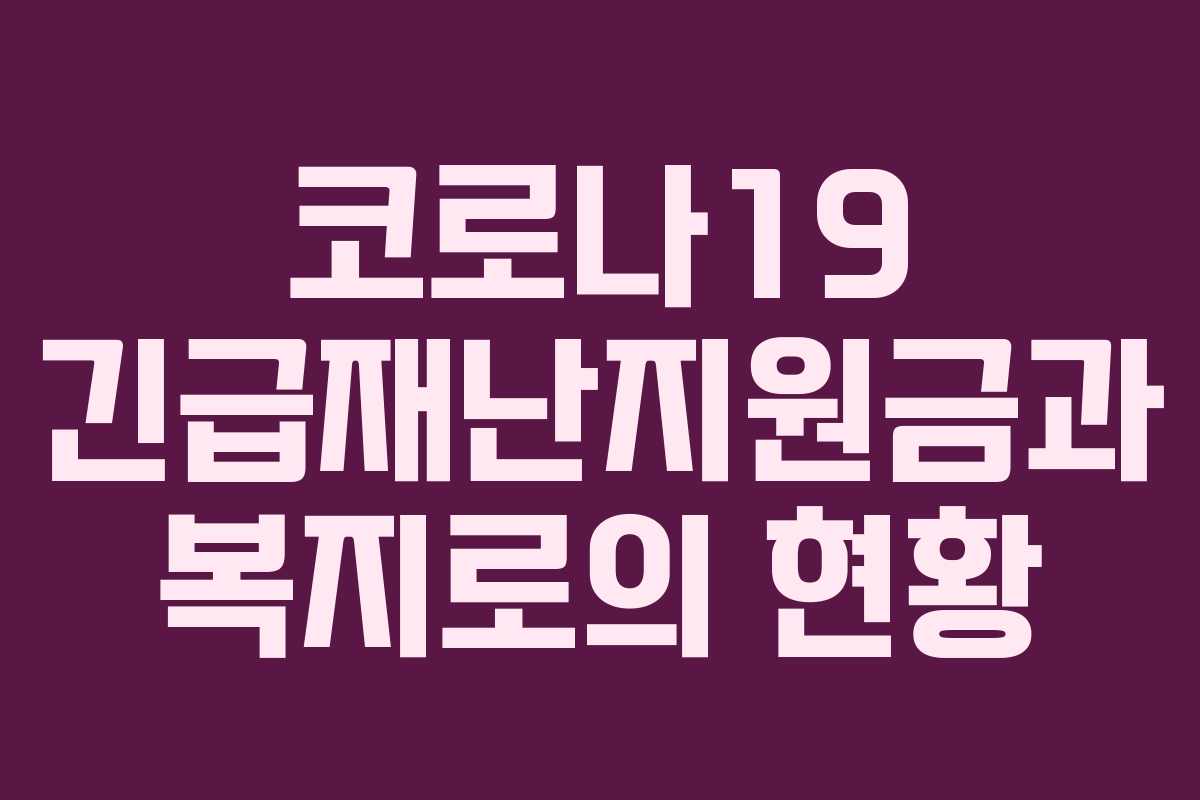 코로나19 긴급재난지원금과 복지로의 현황