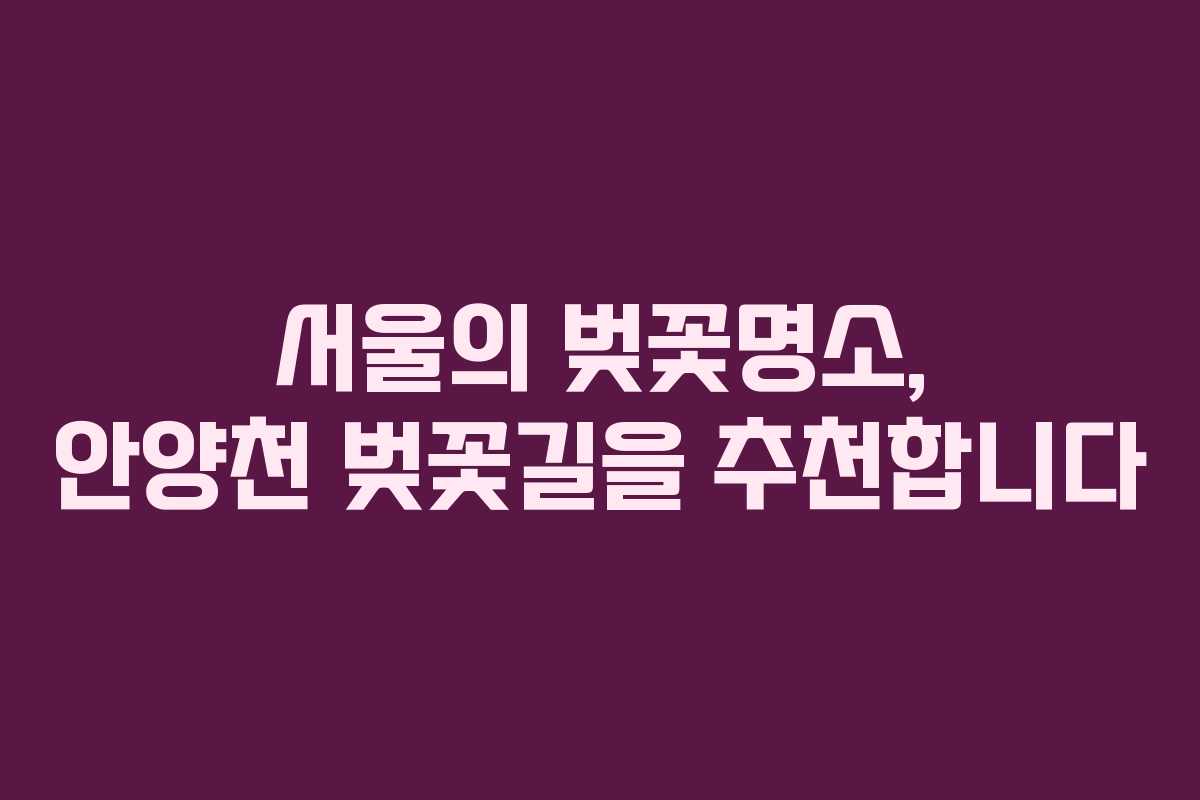 서울의 벚꽃명소, 안양천 벚꽃길을 추천합니다