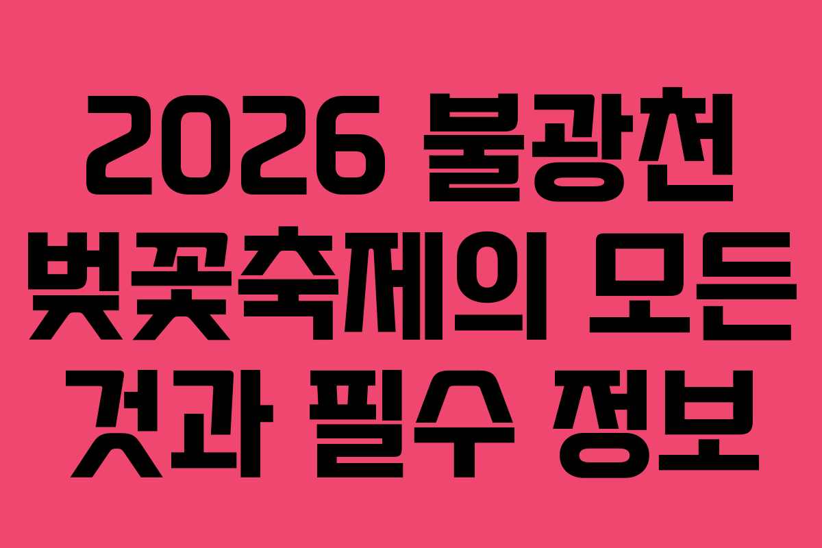 2026 불광천 벚꽃축제의 모든 것과 필수 정보 2026 불광천 벚꽃축제의 모든 것과 필수 정보