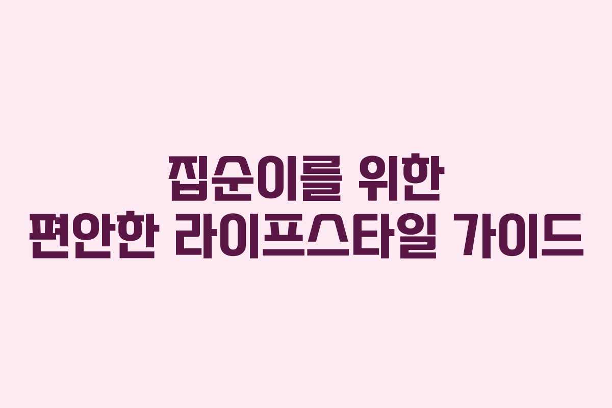 집순이를 위한 편안한 라이프스타일 가이드 집순이를 위한 편안한 라이프스타일 가이드