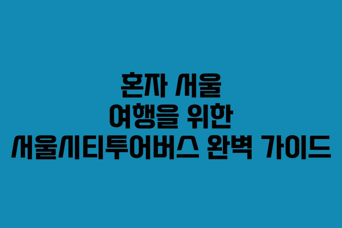혼자 서울 여행을 위한 서울시티투어버스 완벽 가이드 혼자 서울 여행을 위한 서울시티투어버스 완벽 가이드