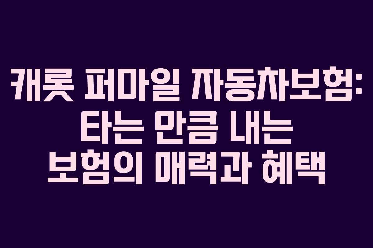 캐롯 퍼마일 자동차보험: 타는 만큼 내는 보험의 매력과 혜택 캐롯 퍼마일 자동차보험: 타는 만큼 내는 보험의 매력과 혜택