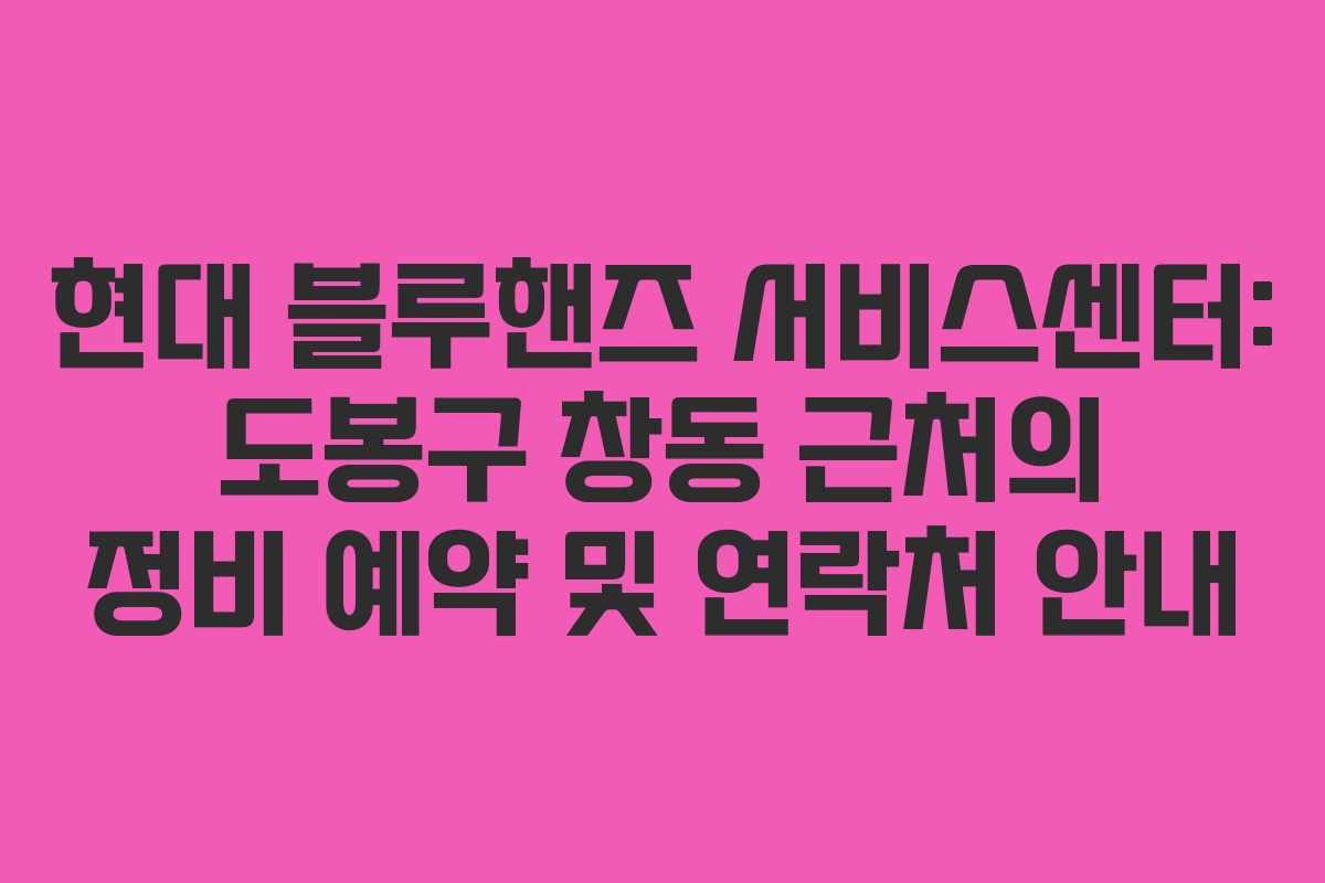 현대 블루핸즈 서비스센터: 도봉구 창동 근처의 정비 예약 및 연락처 안내 현대 블루핸즈 서비스센터: 도봉구 창동 근처의 정비 예약 및 연락처 안내