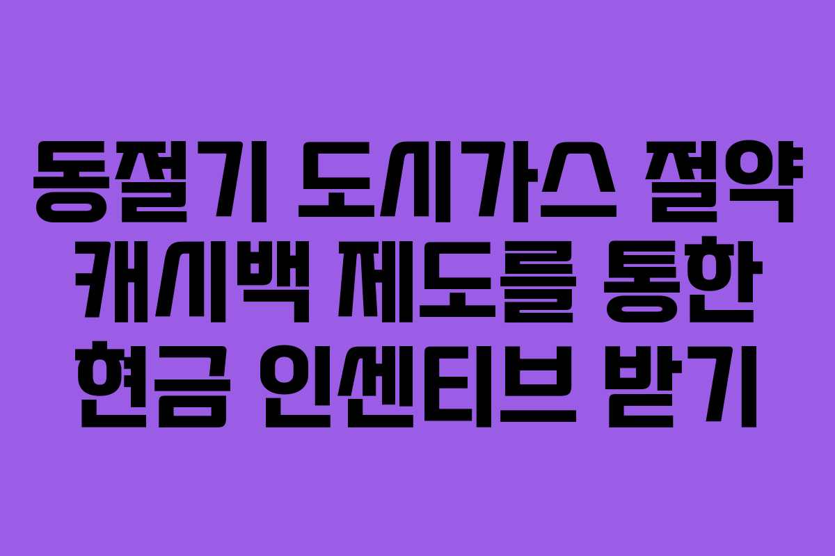 동절기 도시가스 절약 캐시백 제도를 통한 현금 인센티브 받기