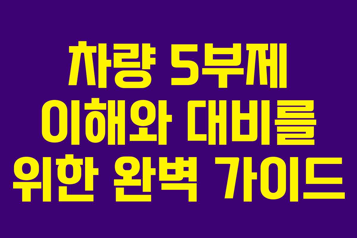 차량 5부제 이해와 대비를 위한 완벽 가이드