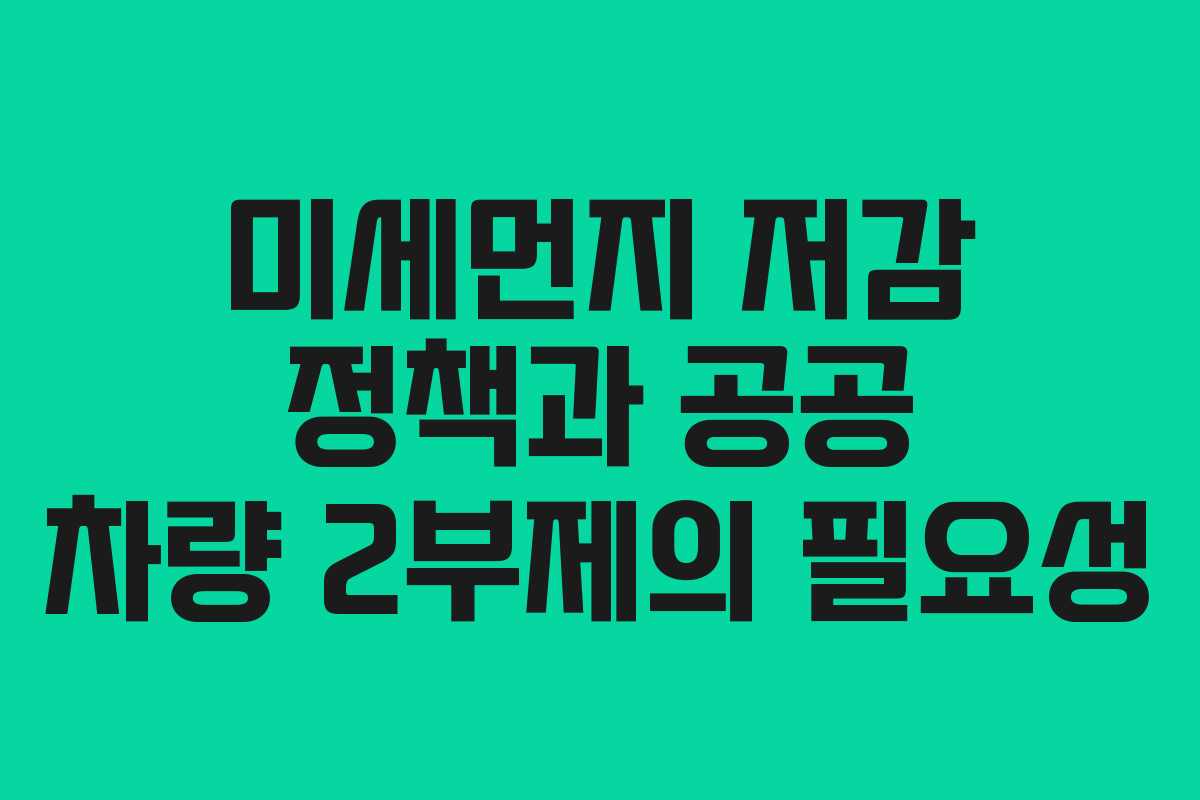 미세먼지 저감 정책과 공공 차량 2부제의 필요성