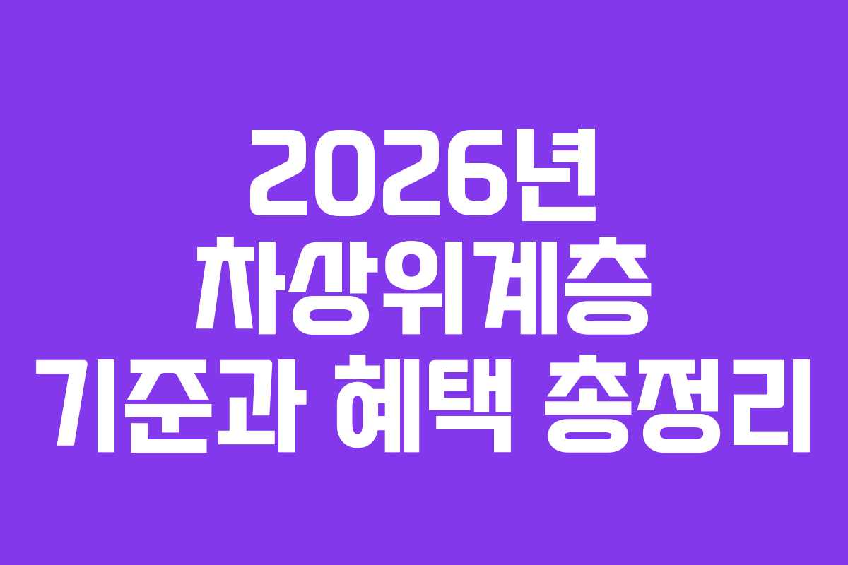 2026년 차상위계층 기준과 혜택 총정리